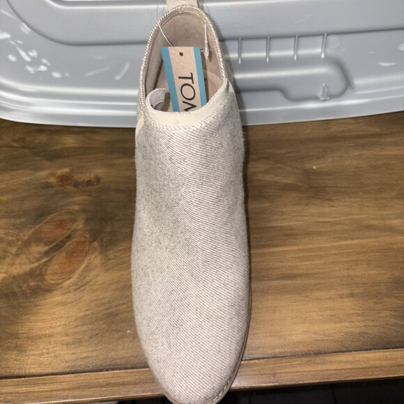 Toms Womens Kaia Natural Shimmer Twill/Suede Ankle Booties Size 8.5 With Wooden - Picture 15 of 16